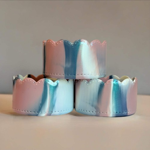 Pink stitch scalloped - scalloped, tumbler