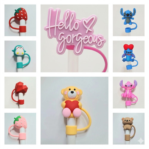 Cute straw topper - 1x, fits